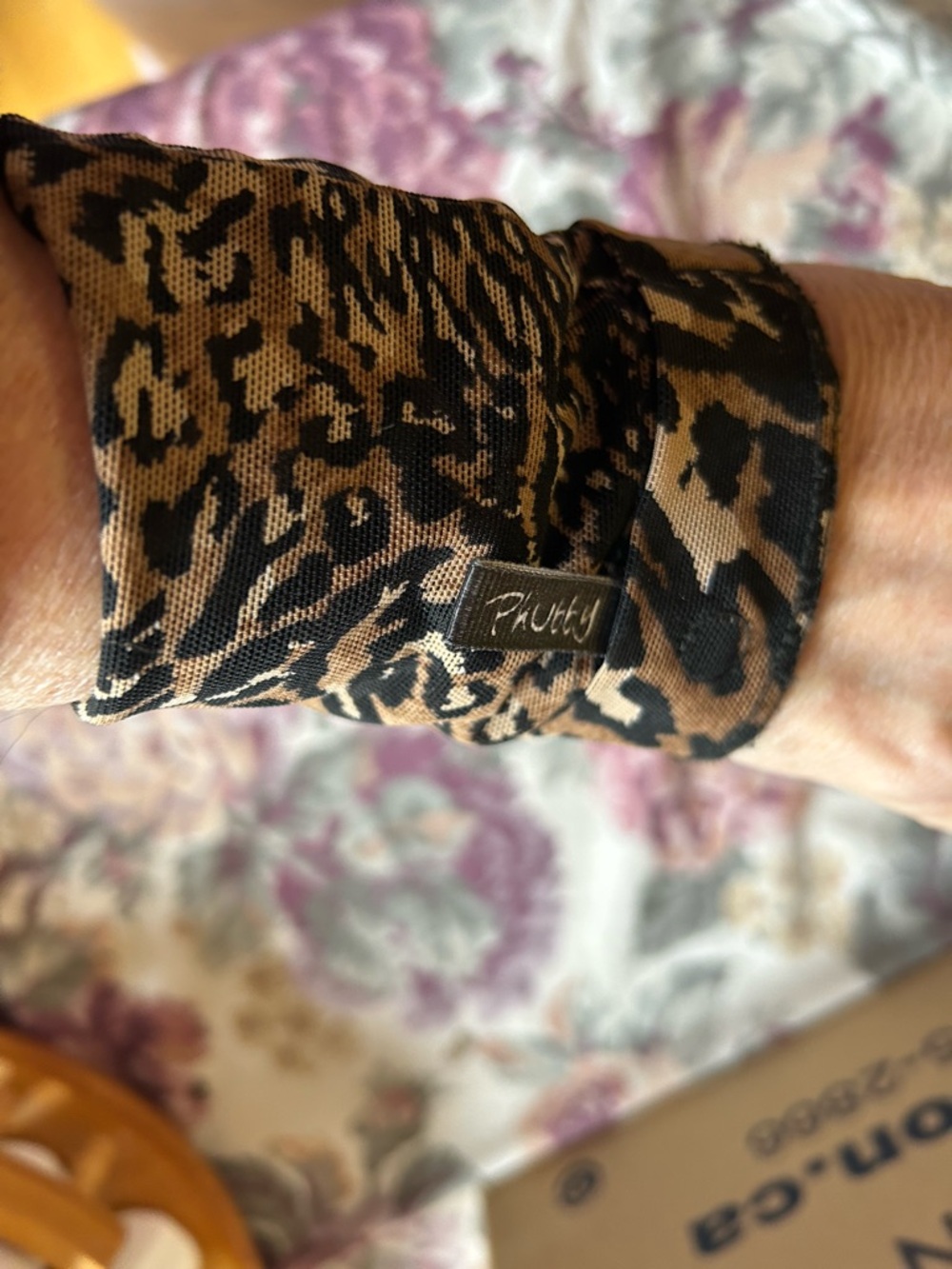 Leopard Wide Wrist Cuff Bracelet with pocket